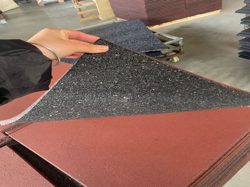 outdoor gym with black rubber tiles